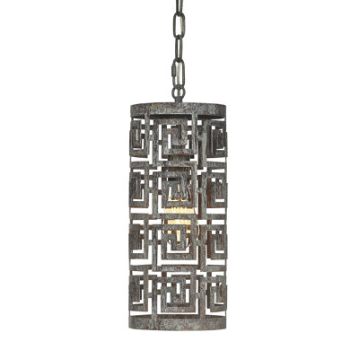 Luminaire suspendu cylindrique de style lanterne 1 lumière Greek