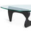 Table basse triangulaire en verre avec base en bois et plateau en verre transparent Mid-Century-757851650