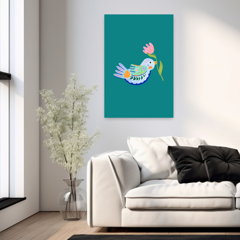 Art mural fantaisiste avec tulipe, H 36 po x l 24 po