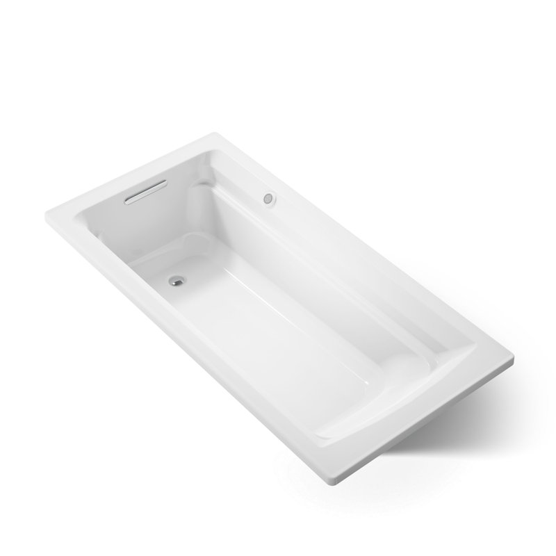 Archer 72" x 36" Drop-in Soaking Acrylic Bathtub with Heated, White