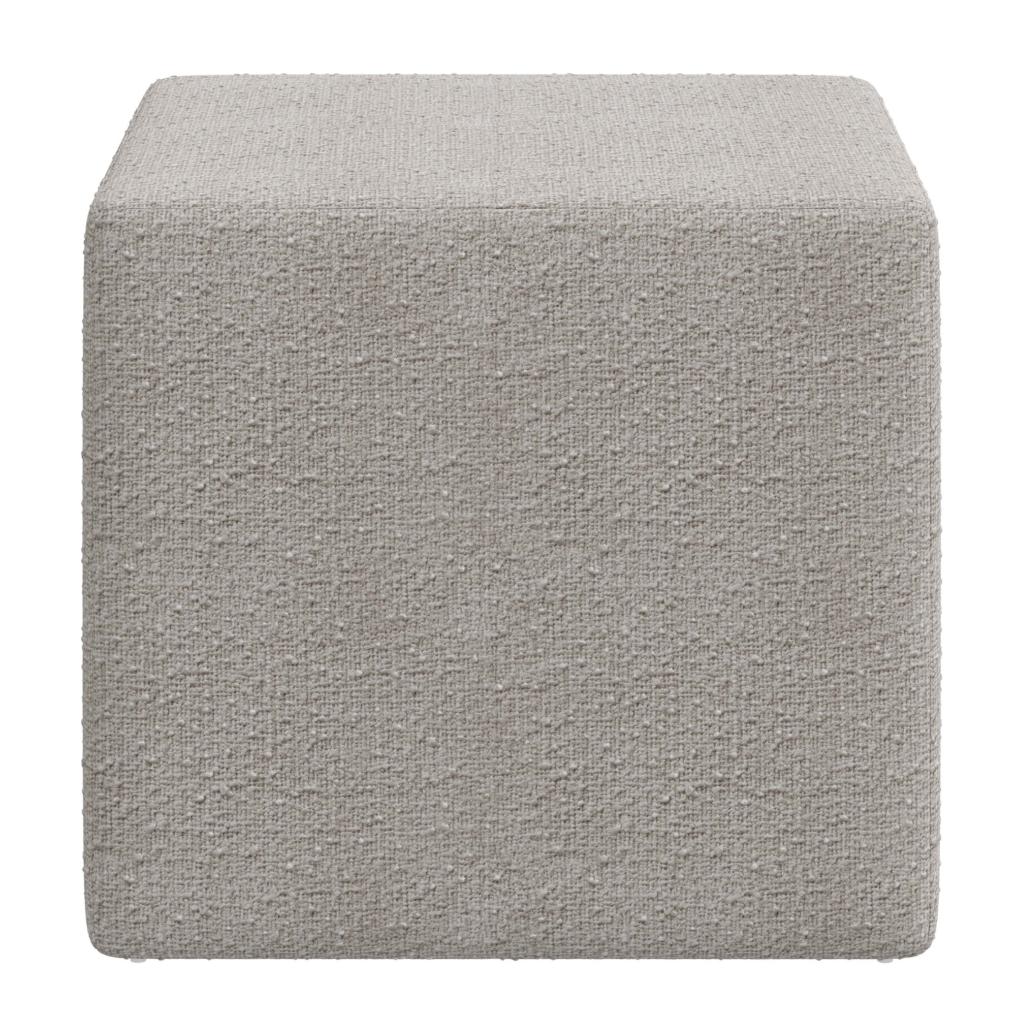Bence Upholstered Ottoman, Classic Elephant Boucle