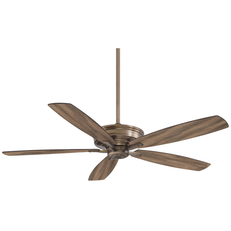 60" Kafe 5 - Blade Standard Ceiling Fan with Remote Control, Heirloom Bronze with Aged Boardwalk Blades
