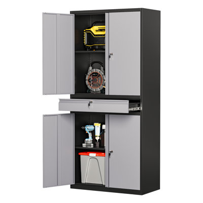 Armoire de garage en métal avec tablettes réglables et tiroir à outils Agilar (H 71 po x l 31,5 po x P 15,7 po) Agilar