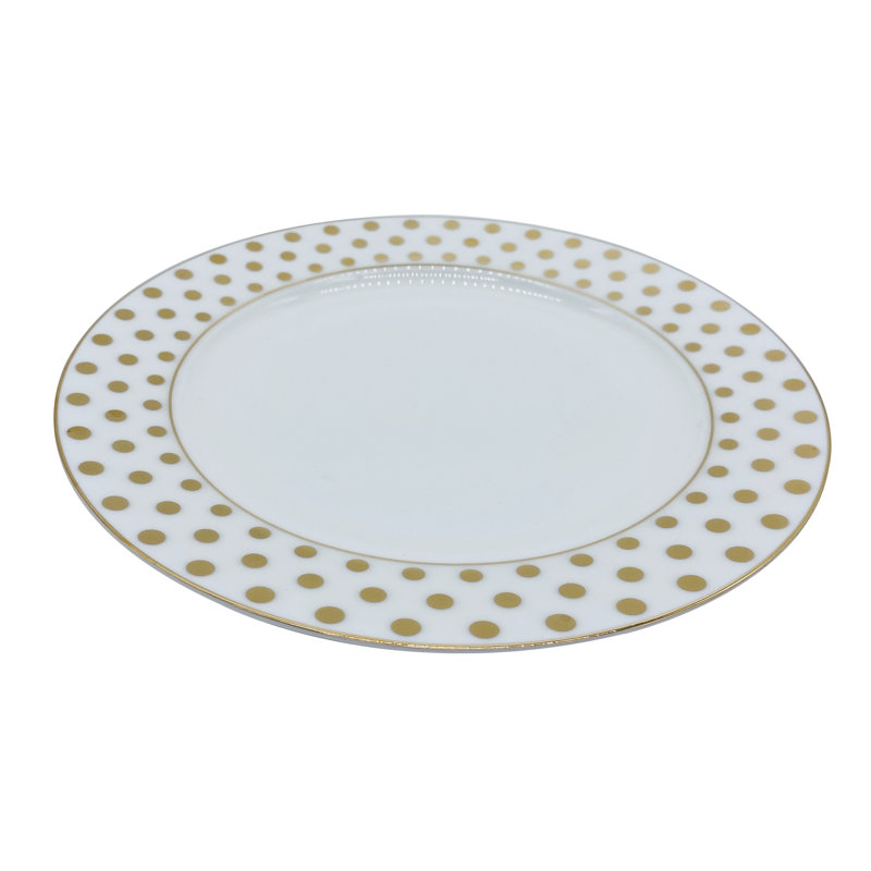 Assiette à salade / à dessert en porcelaine à pois 8 po, 4 pièces