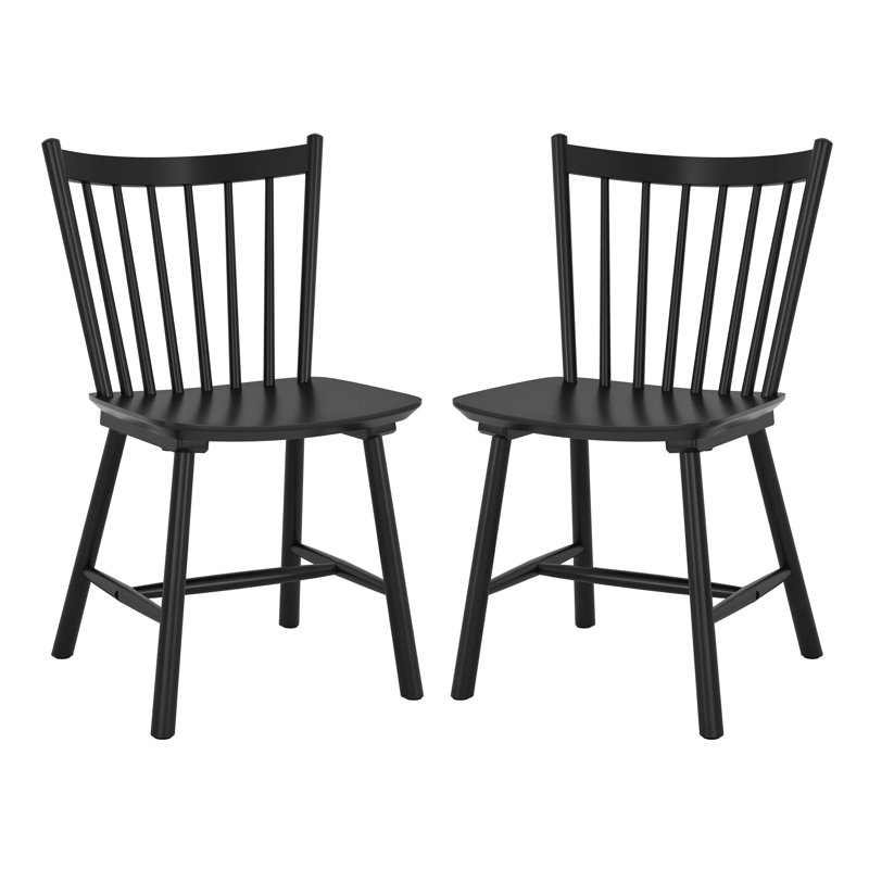 Solid Wood Windsor Back Side Chairs And Dining Chairs, Black