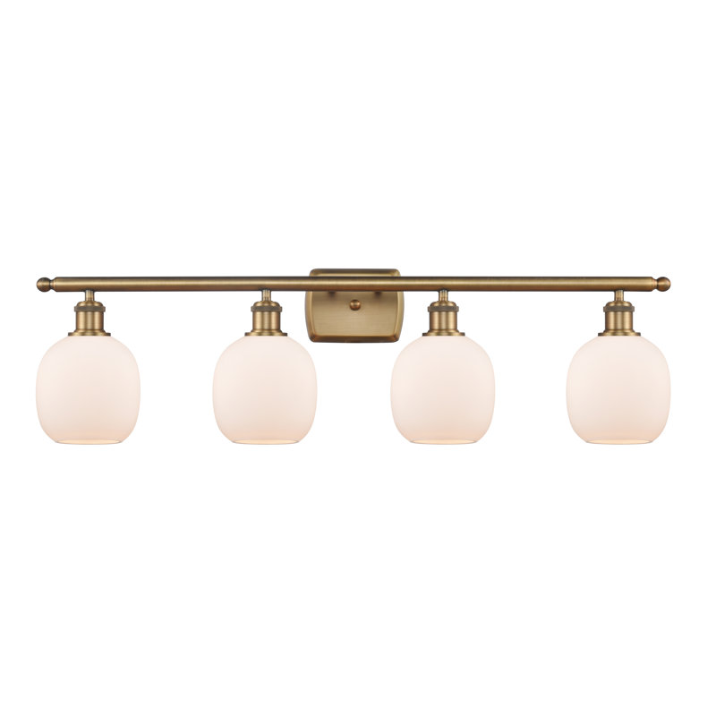 Éclairage de salle de bain à intensité variable 4 lumières Carlucci, Ampoule incandescente rétro de 60 watts, Blanc mat