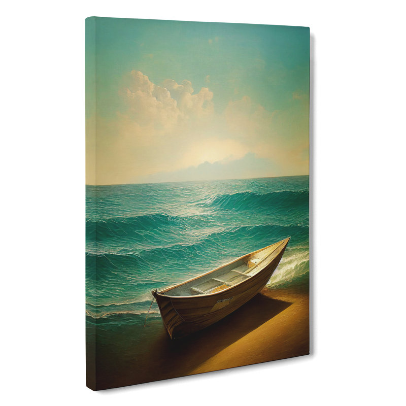 XV1022-1134X Boat On The Beach - Print, Wrapped Canvas, 50cm H x 35cm W x 3cm D, No Matte