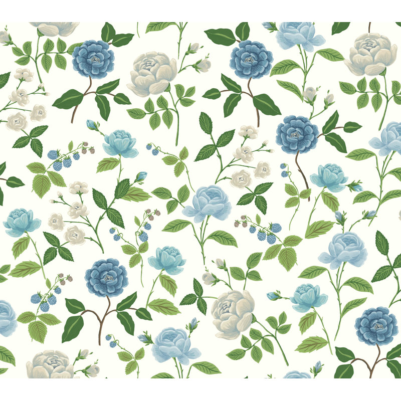 Papier peint Roses, Bleu