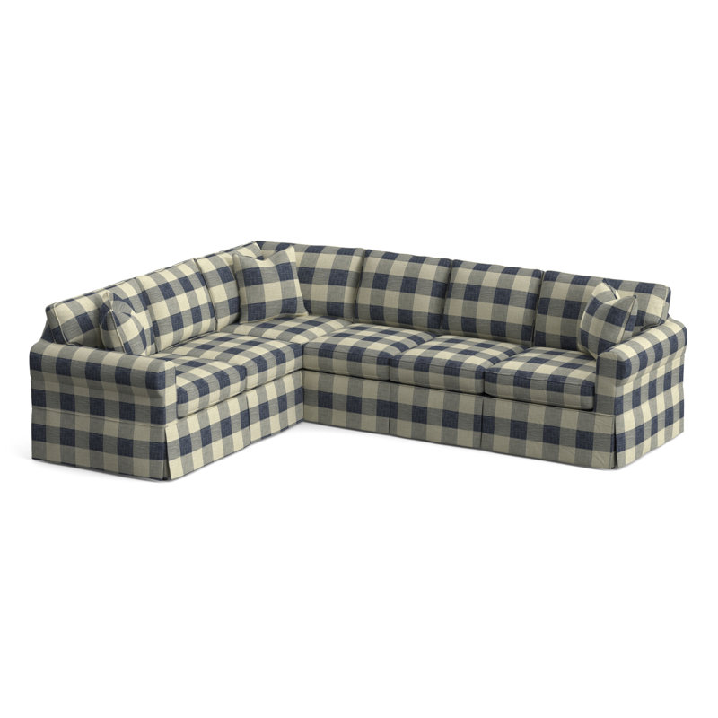Bedford 117" Wide Corner Sectional, Left Hand Facing, Blue Buffalo Check; 0120-61
