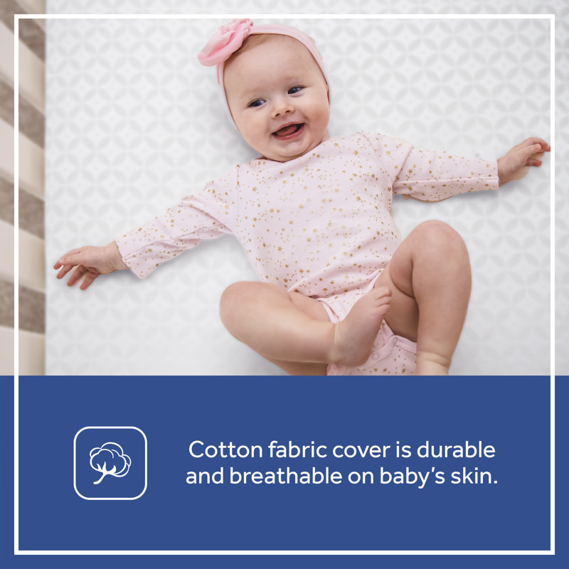 Sealy 52" Gray Cotton Innerspring Crib and Toddler Mattress