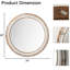 24,1 po Miroir mural rond pour bureau, chambre à coucher. Style en bois avec bordure blanchie. Réflexion. Installation simple, salon, hall d'entrée. Conception de conception