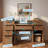 Farmhouse Office Desk With Charging Station, Storage Cabinet, Barn Door Design, File Drawer, Monitor Stand And Keyboard Tray-1594614559