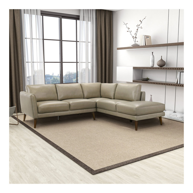 Canapé modulaire en cuir Benson, Cuir beige, Orienté à droite