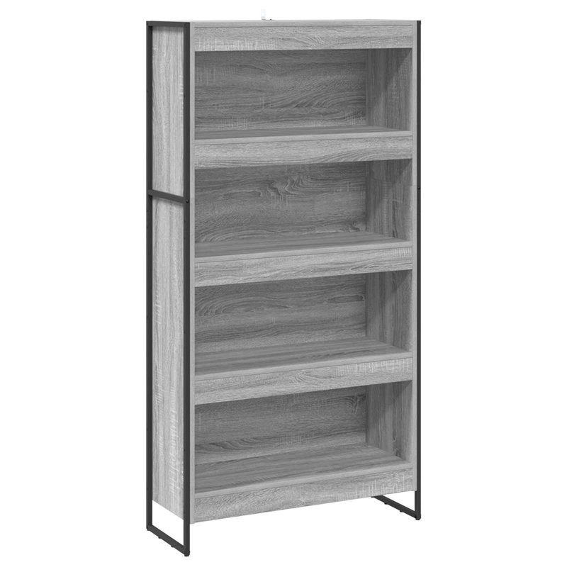 Steel Book Cabinet Bookcase, (4 Shelves) 155cm. H x 80cm. W x 30cm. D, Grey Sonoma