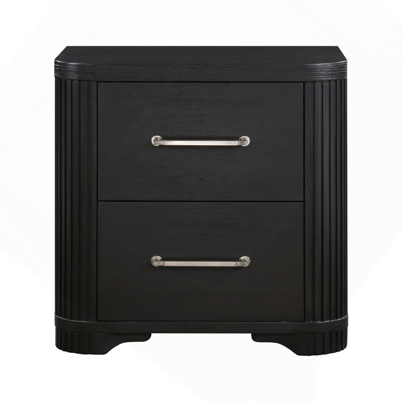 Table de chevet de conception moderne 1pc Table de chevet 2X à queue d'aronde Finition anthracite Design élégant