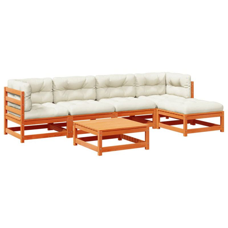 Ensemble de canapé de patio en bois massif 6 pièces Ebern Designs
