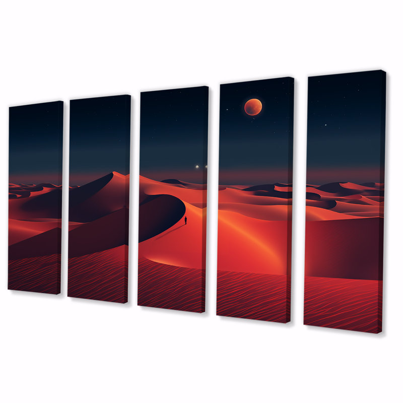 «Red Desert Twilight Photo I, 5 pièces», 5 pièces, H 32 po x l 80 po