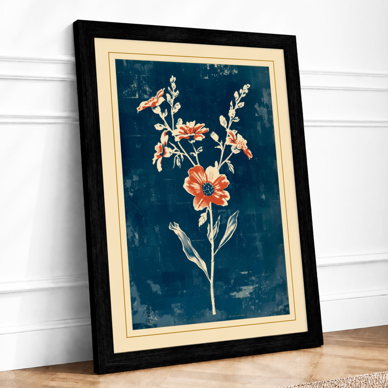 Flowering Stem Study Botanical - Framed Print, A1 - 84.1 x 59.4 cm, Black