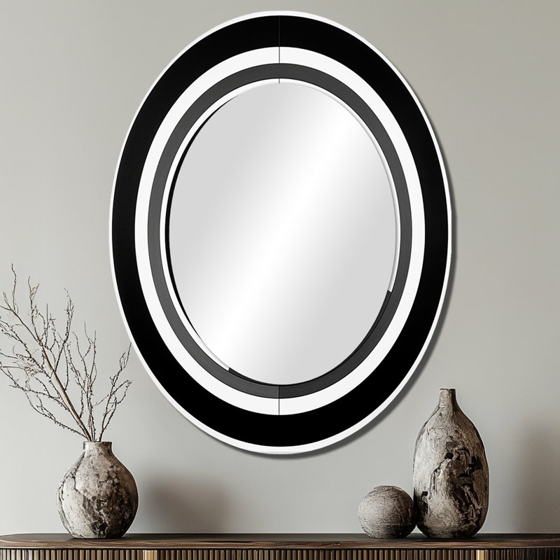 Miroir mural moderne noir et blanc Bauhaus, 40 po x 30 po