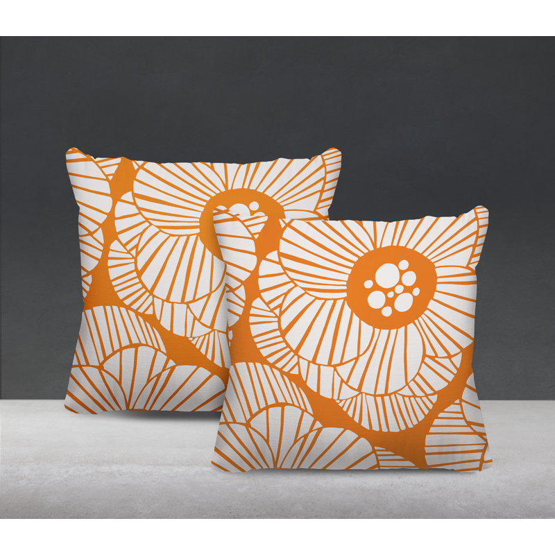 Housse et insert de coussin décoratif intérieur / extérieur en mélange de polyester, L 15 po x H 15 po, Orange