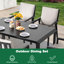 Ensemble repas d'extérieur 7 pièces, chaises fixes et chaises berçantes pivotantes avec coussins moelleux de 2,8 po, table spacieuse de 63 po x 35 po avec trou pour parasol 2,4 po pour la pelouse, noir et gris