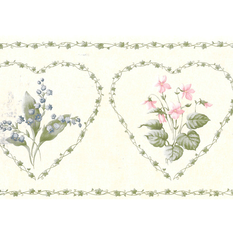 Bordure de papier peint l 15 pi x l 7 po fleurs incardiaques Dolcie