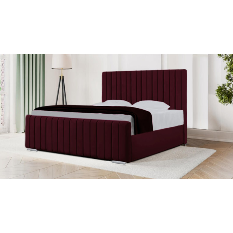Auburta Upholstered Bed, Double (4'6), Burgundy
