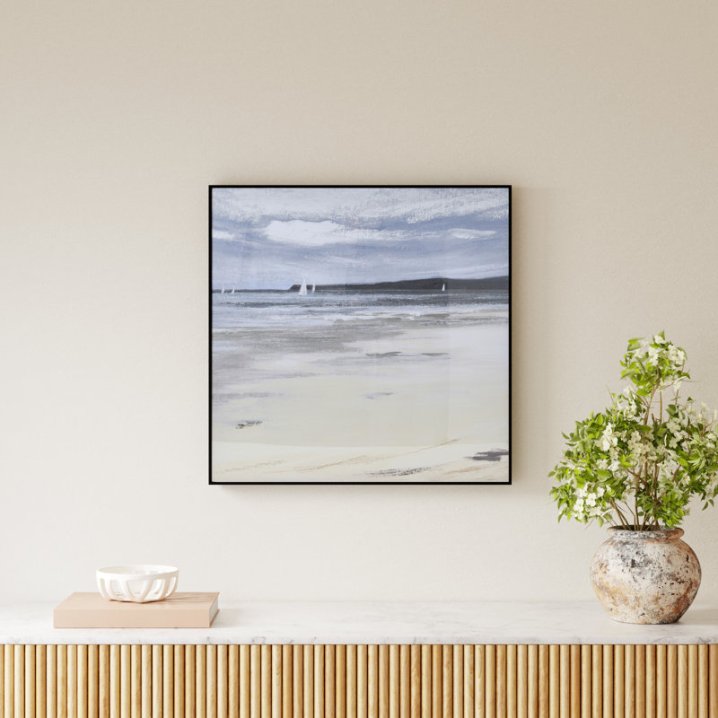 Square Coastal Landscape in Metal Frame