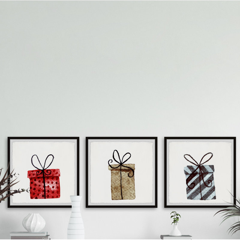 Charles Charles Christmas Presents - 3 Piece Single Picture Frame Painting, 45cm H x 137cm W x 3.81cm D