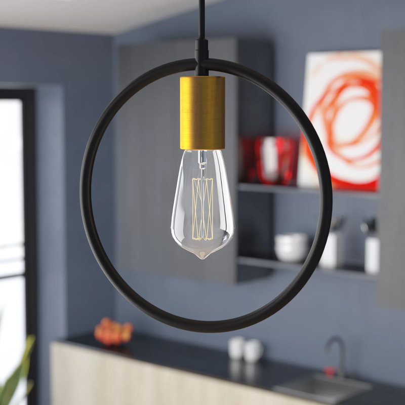 Luminaire suspendu géométrique 1 lumières simple Kensley, Bronze vintage