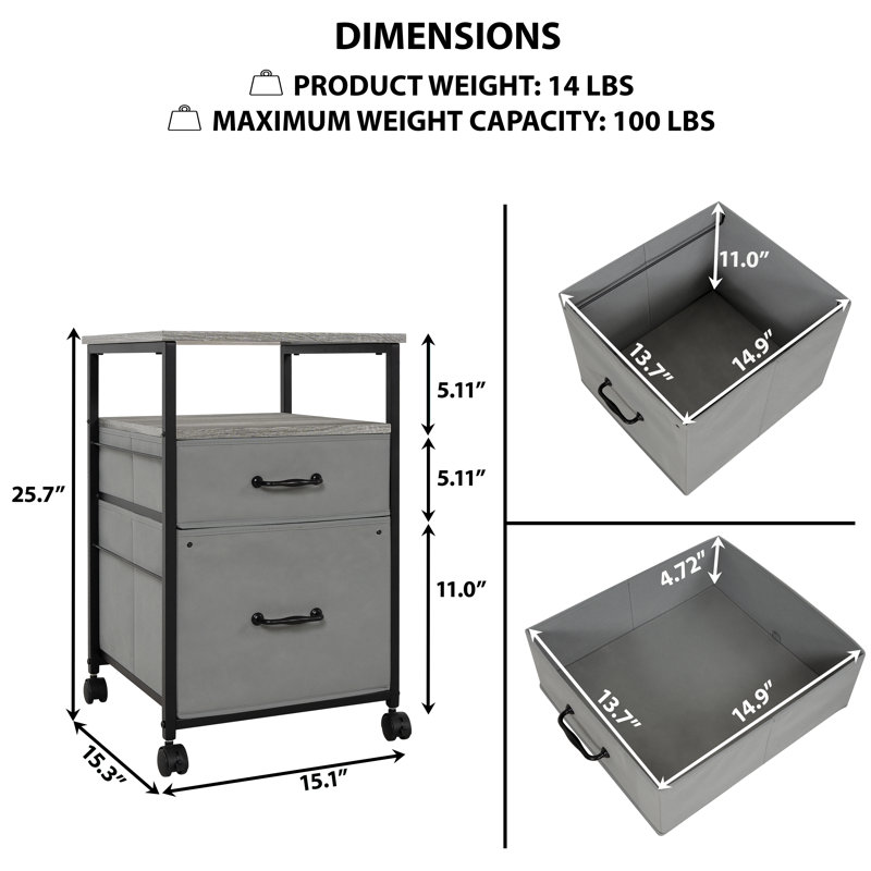 Table de chevet avec tablette de rangement et tiroir Durgin Panther, gris
