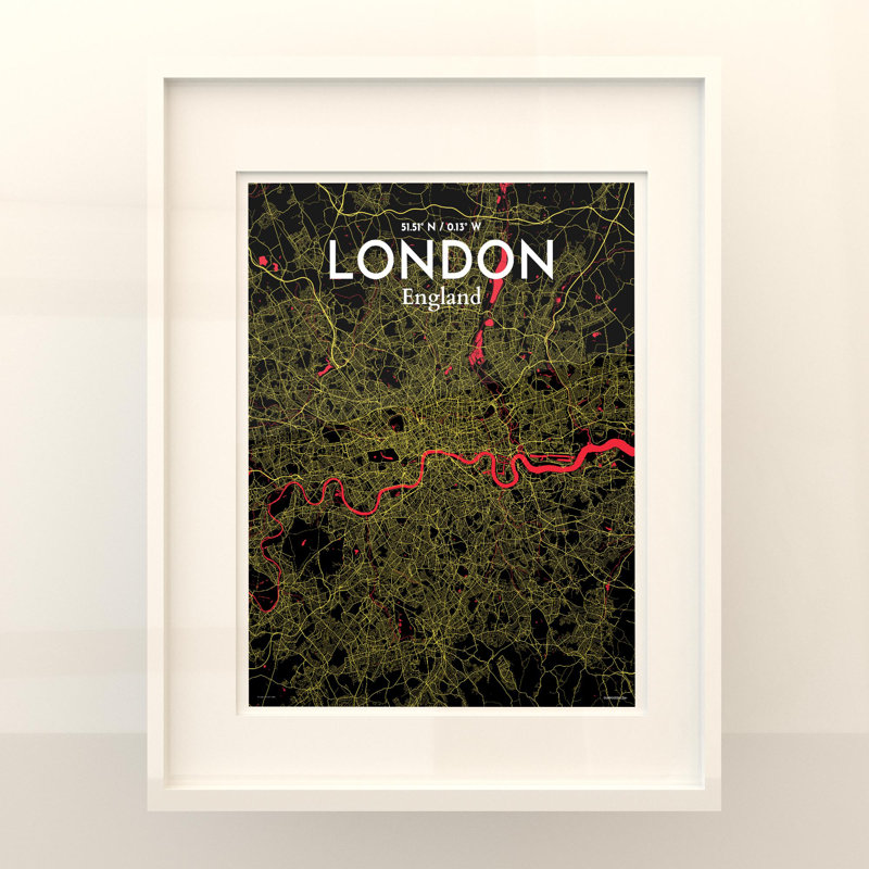 London City Map In Contrast - No Frame Print, 20cm H x 16cm W x 0.05cm D
