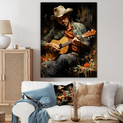 «Country Music Singer In Rustic Browns», reproduction sur toile
