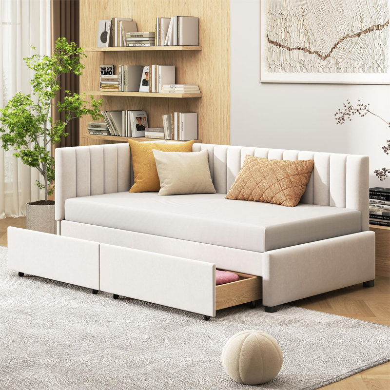Aliyannah Upholstered Daybed, Beige
