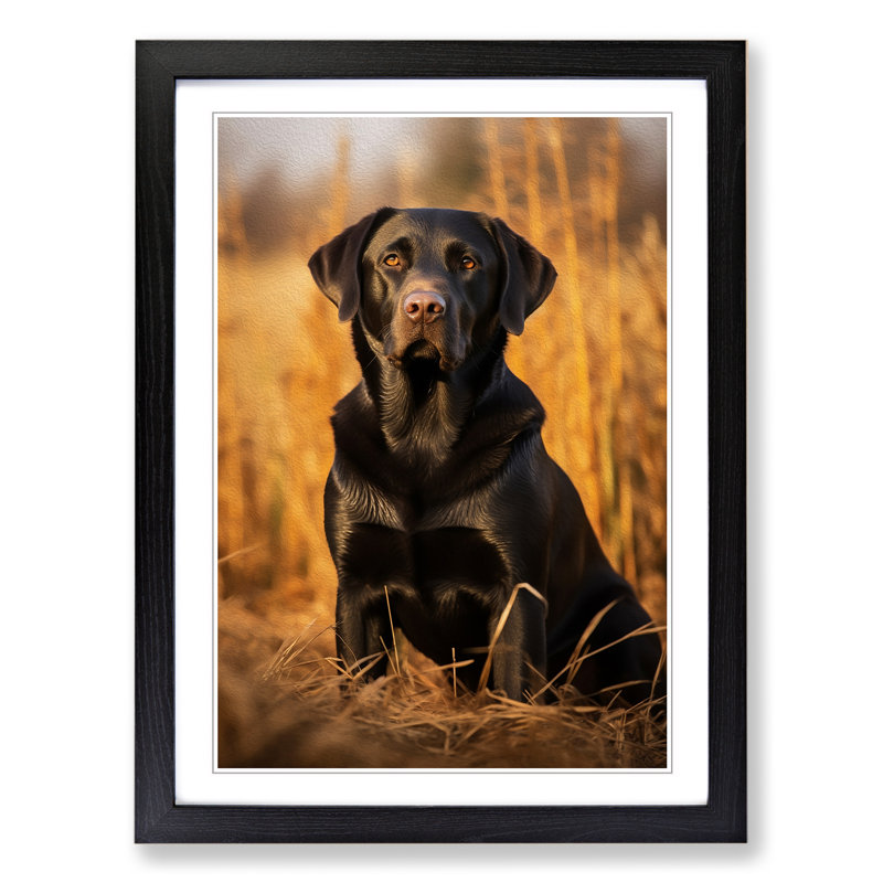 Labrador Retriever Symbolism - Single Picture Frame Print on Wood, Black Framed, 46cm H x 34cm W x 2cm D