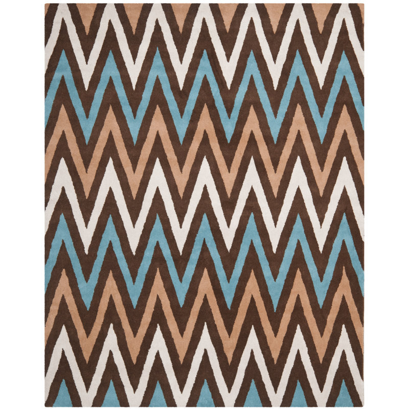 Tapis brun en laine touffeté à la main Teresita, Rectangle 6 pi x 9 pi