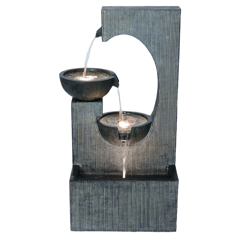 Handcrafted Outdoor Cascade Fountain with Lights