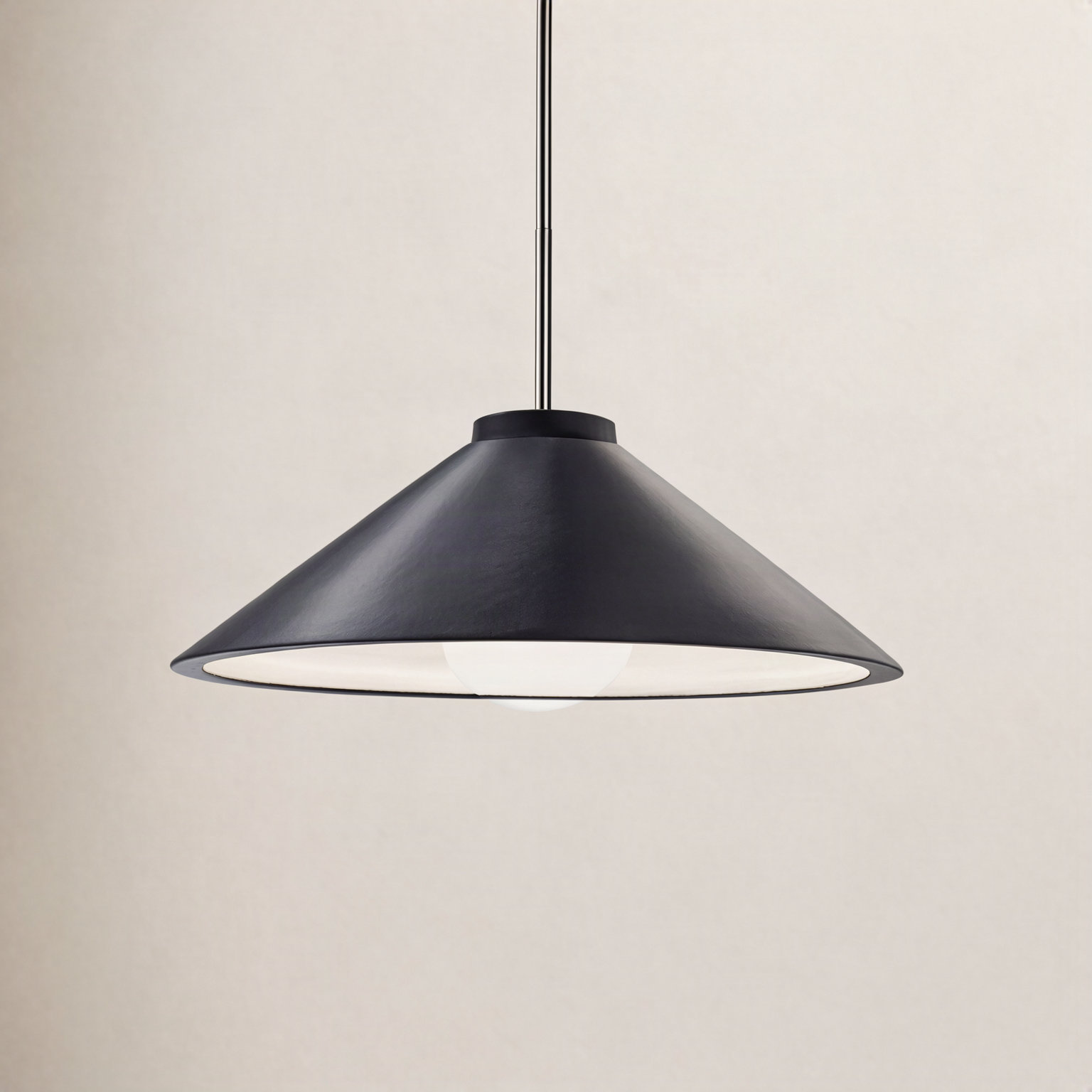 Leni Dimmable LED Single Light Pendant, Carbon Matte Black, Polished Chrome