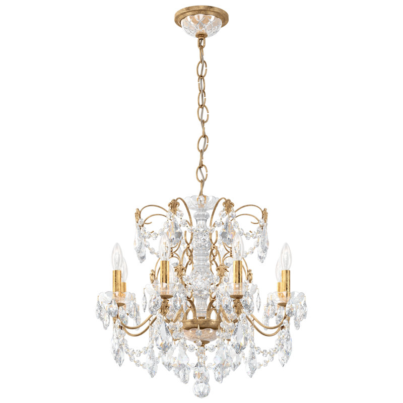 Century 8 - Light Candle Style Chandelier, French Gold, Heritage Handcut Crystal Clear