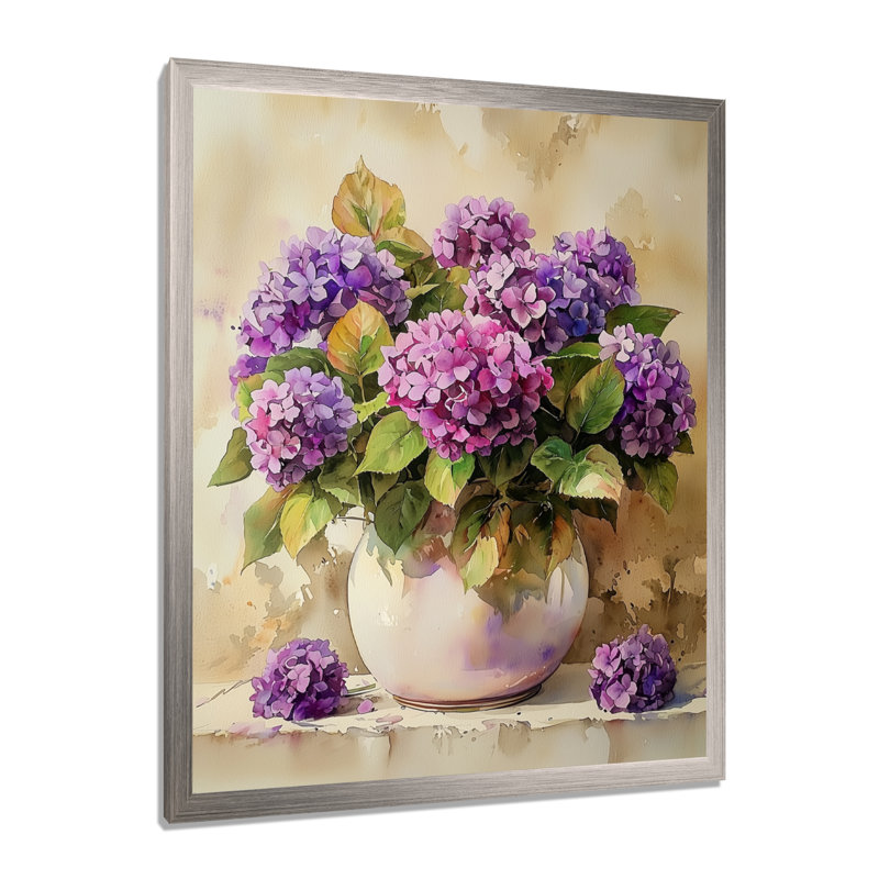 Susie - Art mural floral, Argent argent, 44" H x 34" W, Reproduction encadrée d'une seule photo