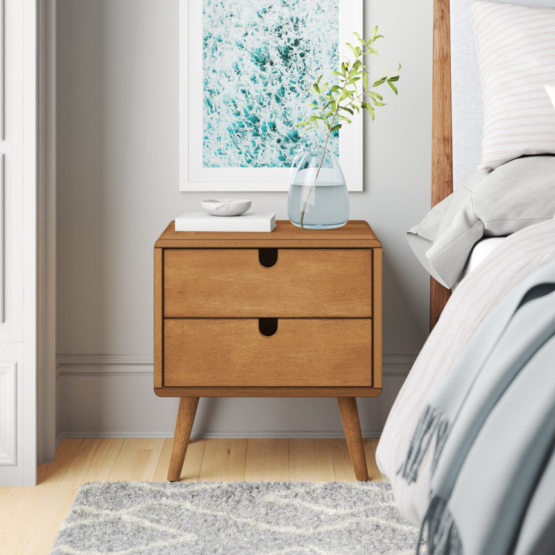 2-Drawer Solid and Manufactured Wood Nightstand