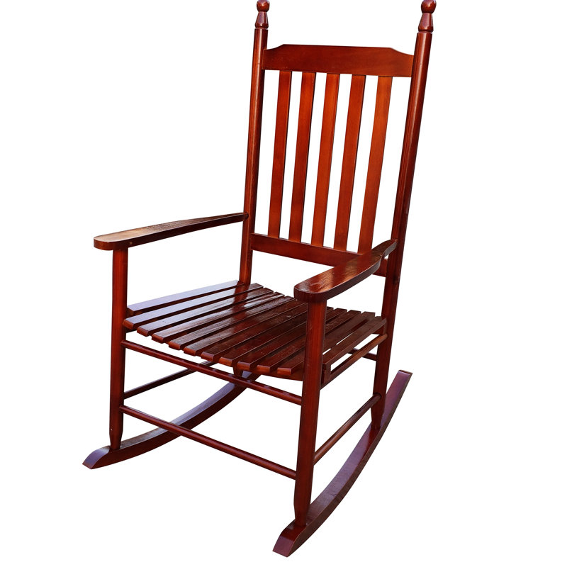 Chaise de véranda en bois massif, brun - paquet de 22,05 lb, construction à bascule en bois pratique et confortable, 33,15 po Large