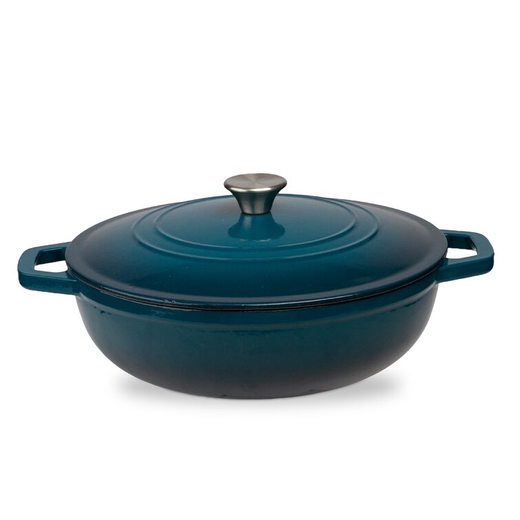7-Quart Enameled Cast Iron Dutch Oven, Teal, Blue Sold by at Home