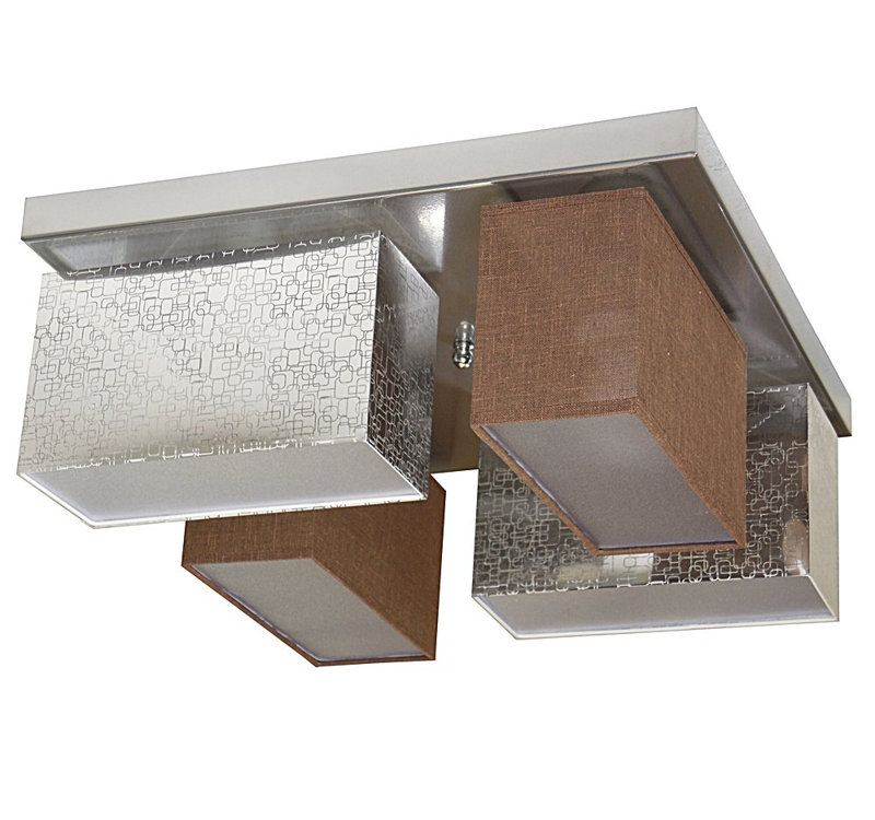 Partlow Fabric Semi Flush Mount, Silver/Brown