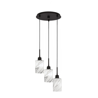 Luminaire suspendu grappe 3 lumières Edge avec verre onyx 4 "Edge