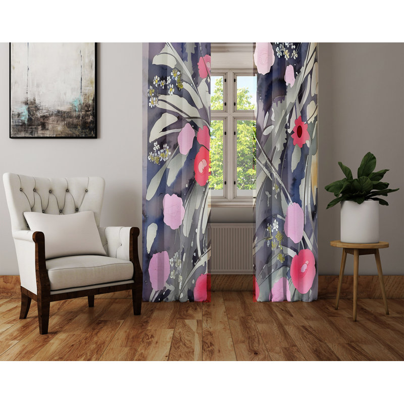 Barrada Semi Sheer Curtain Pair, 40" W x 52" L