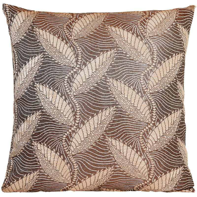 Venetian Geometric Leaves Pattern Reversible Throw Pillow, Gold