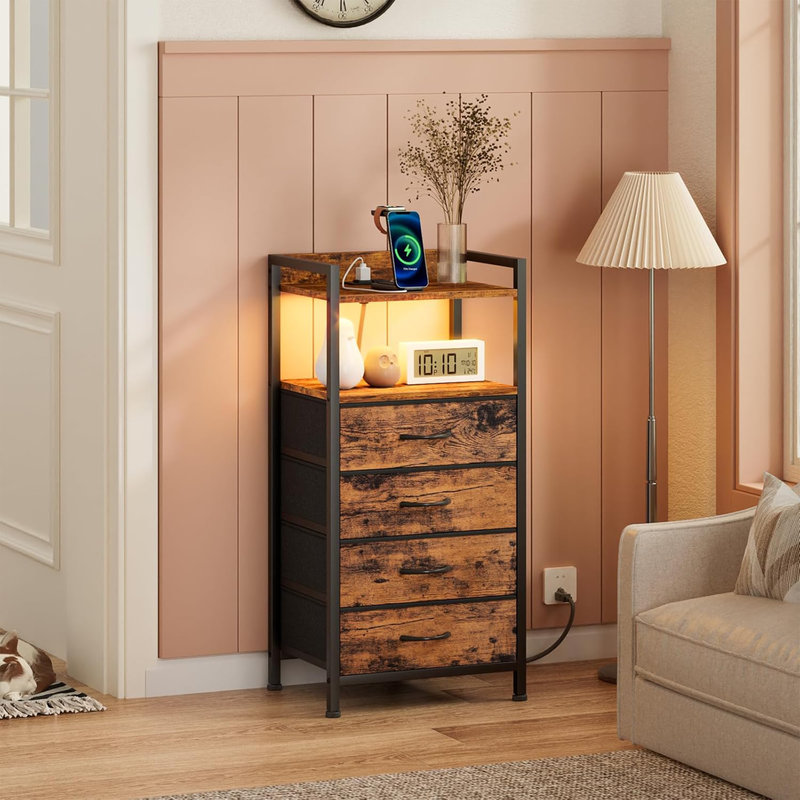 Onni 16.1'' W Metal Nightstand, Brown