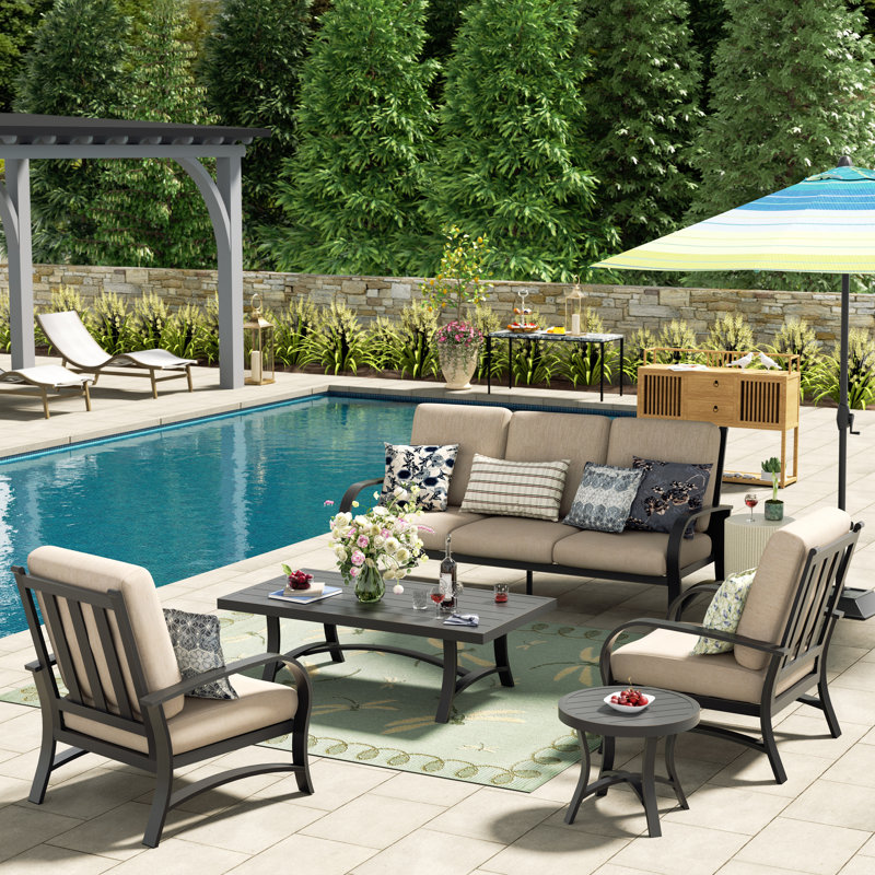 Chamber 5 Piece Sunbrella Sofa Seating Group with Sunbrella® Cushions