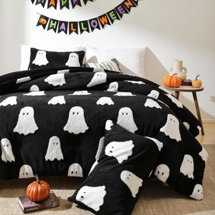 Ensemble d'édredon Smuffy Halloween - fantômes blancs 3D avec taies d'oreiller